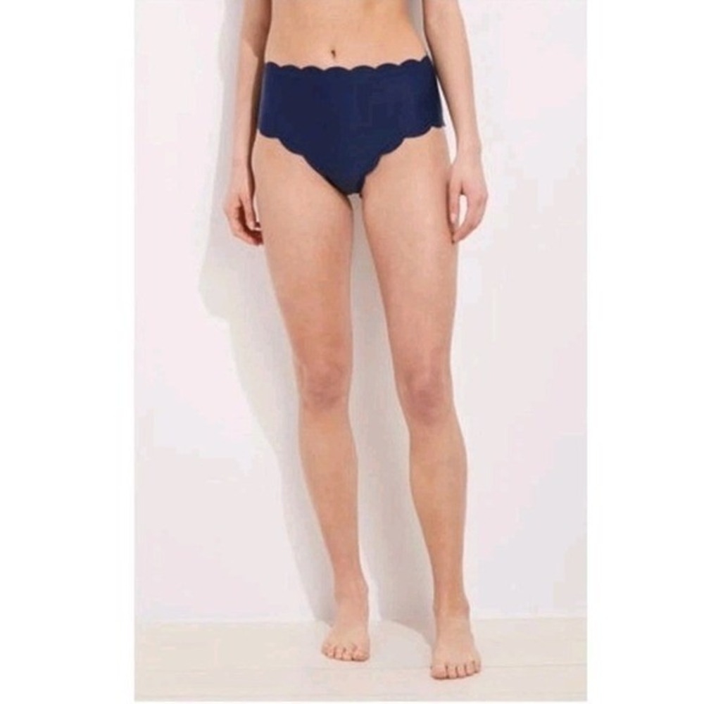 Vineyard Vines Scallop Textured Bikini Bottom Womens XXS Navy Mid Rise Moderate